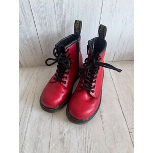 Dr Martens Kids Red Leather Boots Size 11
